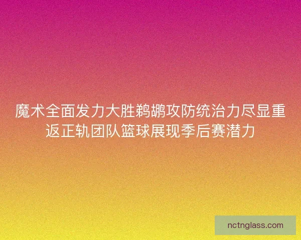 魔术全面发力大胜鹈鹕攻防统治力尽显重返正轨团队篮球展现季后赛潜力