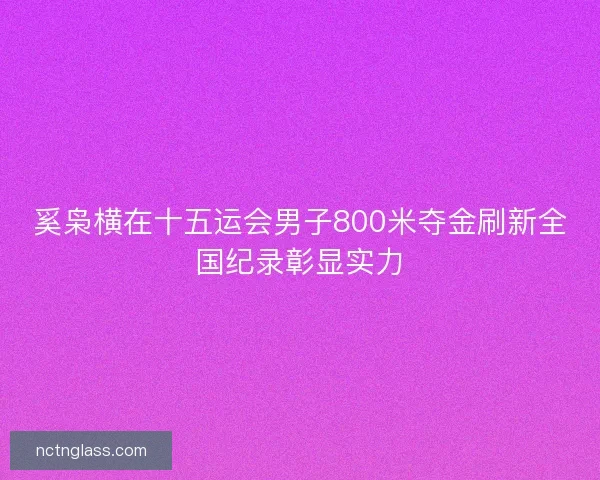 奚枭横在十五运会男子800米夺金刷新全国纪录彰显实力